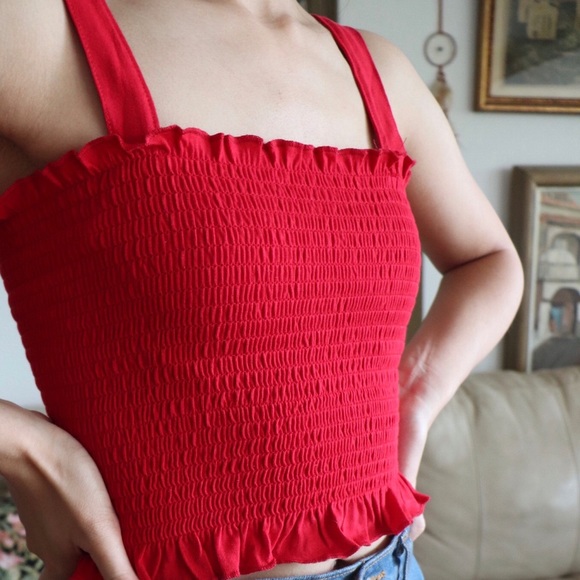 PacSun Red Cropped Tank Top - Picture 2 of 3